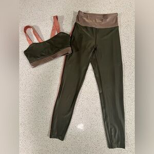 Show Me Your Mumu Moves Set Sports Bra Leggings SMYMM Olive Green Tan Coral XS